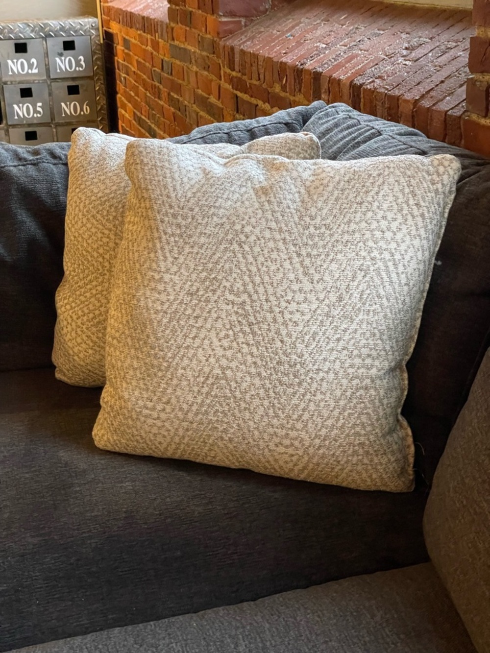Gray & White Textured Throw Pillow Pair - Home Accents